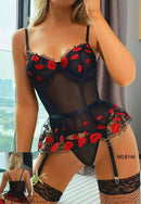 KissMe Sheer Lace Garter Lingerie Set-1