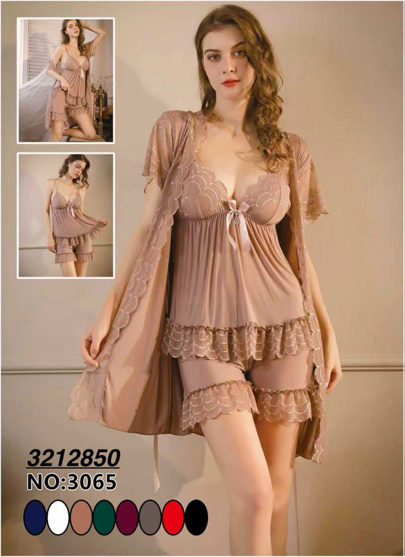 Delicate Lace Sleepwear 3pc