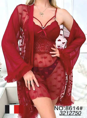 Romantic Heart Lingerie 3 Piece