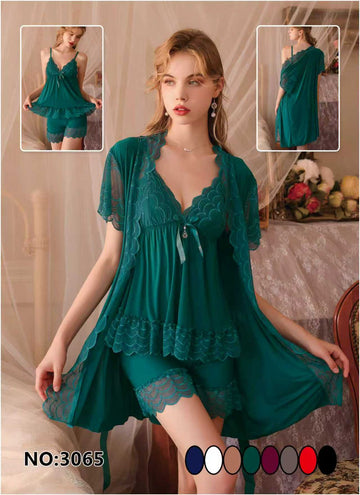 Soft Lace 3 Piece Nightwear