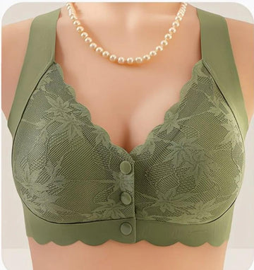Buy green Front Open Comfort Lace Bra