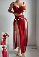 Sheer Mesh Corset & Split Lingerie-1