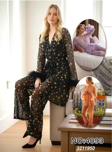 Sheer Floral Pajama Set