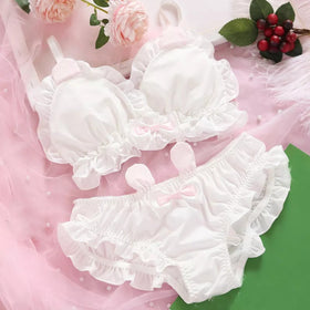 Comfortable Cute Little White Rabbit Lolita Soft Cotton Bra & Panty Set