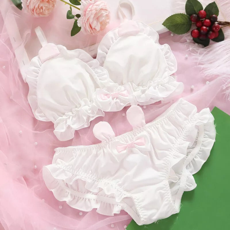 Comfortable Cute Little White Rabbit Lolita Soft Cotton Bra & Panty Set