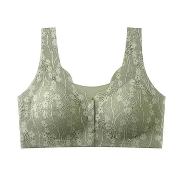 Buy green Front Open Button Nursing Flower Bra