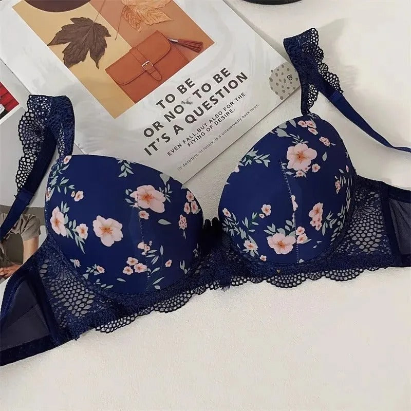 Floral Print Pushup Padded Bra Set