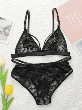 Ultra-thin Lace Flowers Floral non Padded  Set