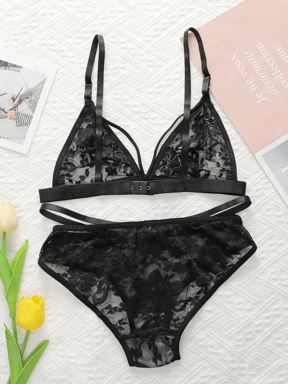 Ultra-thin Lace Flowers Floral non Padded  Set