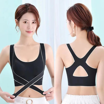 Side Buckle Front Cross Support Bra - 0