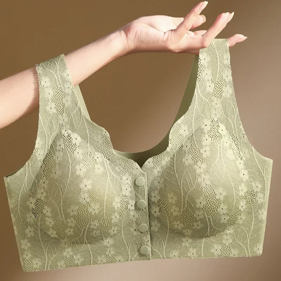 Front Open Button Nursing Flower Bra