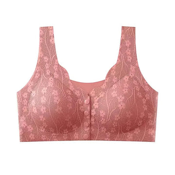 Buy pink Front Open Button Nursing Flower Bra