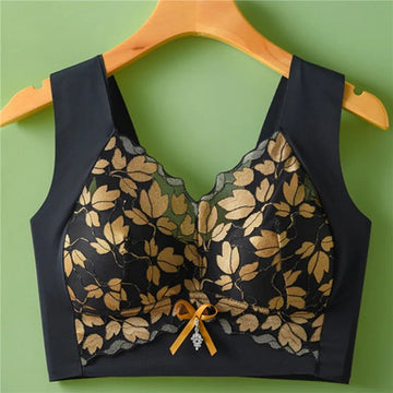 Buy black Leaf Print Anti-Sagging Bra