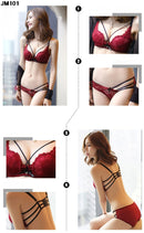 Push Up Padded Lace Bra And Panty Set Back Closure Seamless Lingerie Set-7