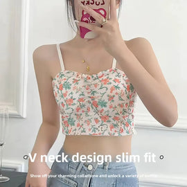 Floral Lace Backless Strap Top - 0