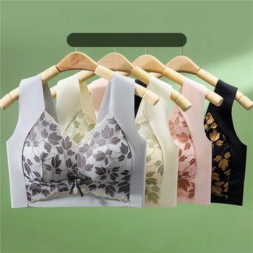 Leaf Print Anti-Sagging Bra - 0