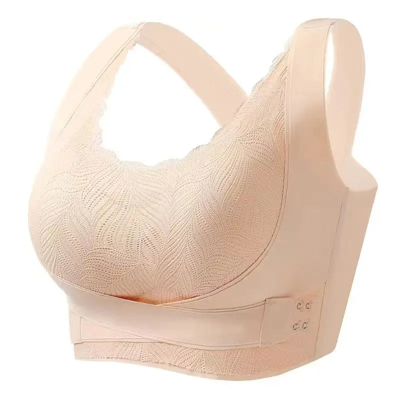 Buy beige Breast Support Adjustable Side Buckle Push Up Bra