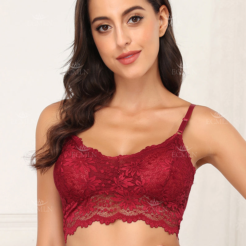 Flower Lace Wireless Bra - 0