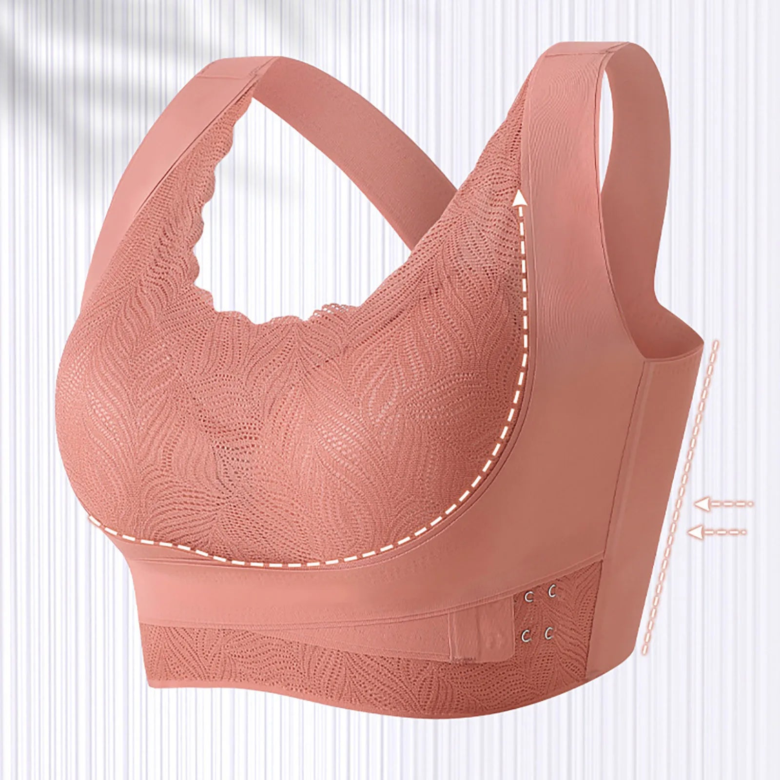 Buy pink Breast Support Adjustable Side Buckle Push Up Bra