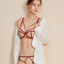 French sexy lace suspenders tight-fitting steel ring bra Set-4