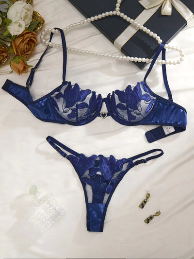 Luxury Floral Embroidery Lingerie Set - 0