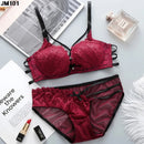 Push Up Padded Lace Bra And Panty Set Back Closure Seamless Lingerie Set-5
