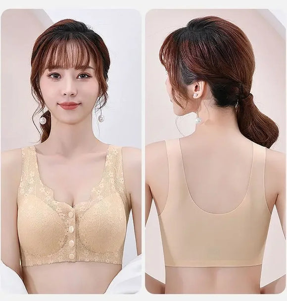 Front Open Button Nursing Flower Bra
