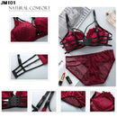 Push Up Padded Lace Bra And Panty Set Back Closure Seamless Lingerie Set-6
