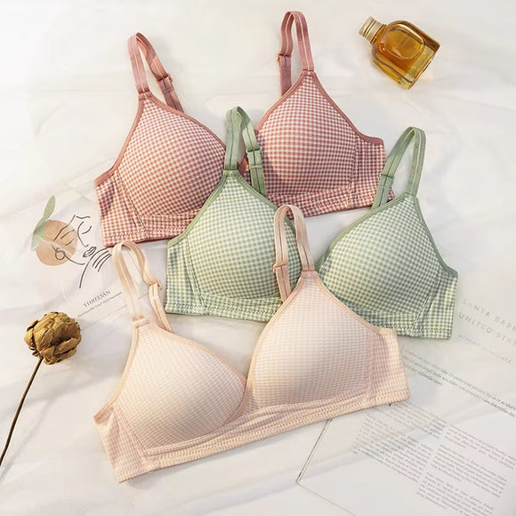 Soft Padded Check Wireless T-Shirt Bra