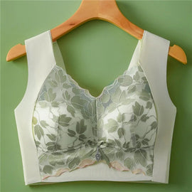 Leaf Print Anti-Sagging Bra