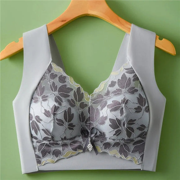 Leaf Print Anti-Sagging Bra