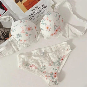 Floral Print Pushup Padded Bra Set - 0