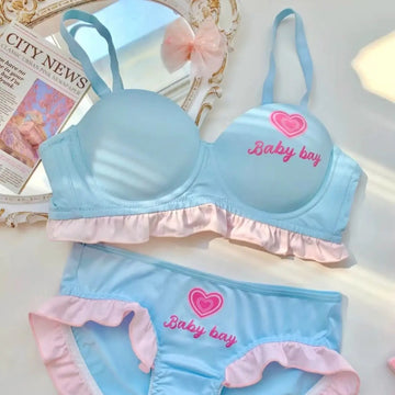 Buy blue Cute Baby Bay Ruffle Lingerie Set