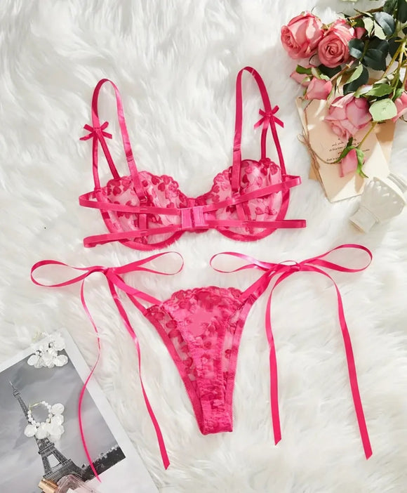Romantic Heart Lace Ribbon Tie Set