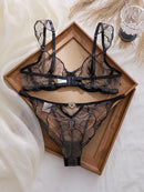 Leaf Embroidered Sheer Mesh Set-6