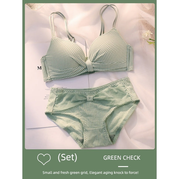 Front Bow Cross Back Bra Set