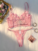 Baroque Floral Lace Crystal Heart Buckle Set-14