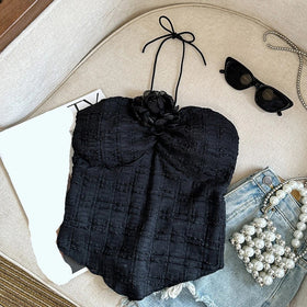 Crop Top Slim Fit Camisole Fashionable Flower Design