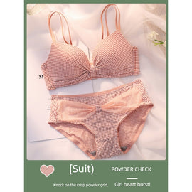 Front Bow Cross Back Bra Set