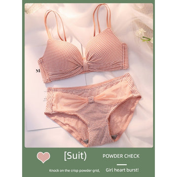 Front Bow Cross Back Bra Set