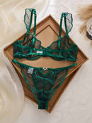 Leaf Embroidered Sheer Mesh Set-8