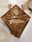 Leaf Embroidered Sheer Mesh Set-10