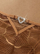 Leaf Embroidered Sheer Mesh Set-4