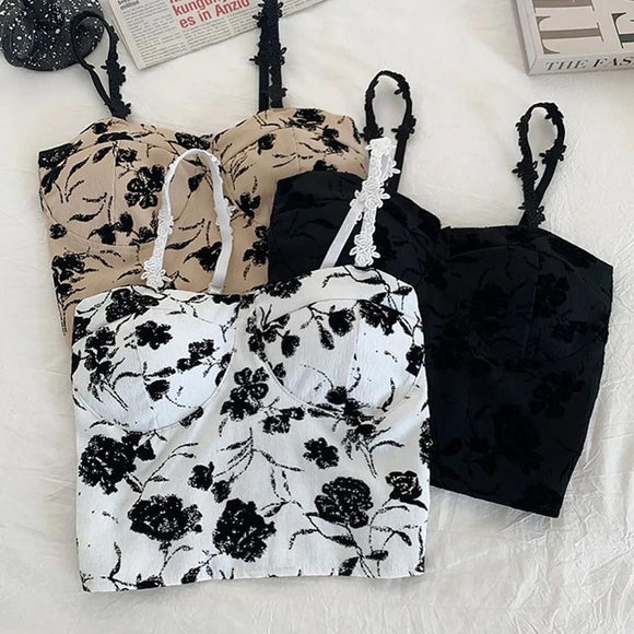 Saxy Floral Padded Crop Top