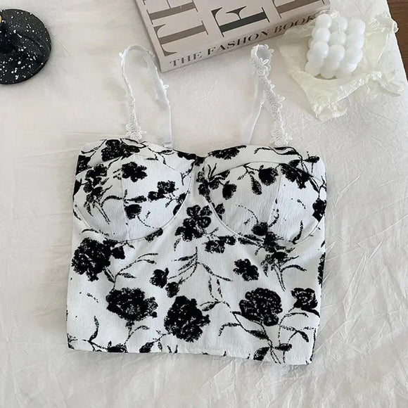 Saxy Floral Padded Crop Top
