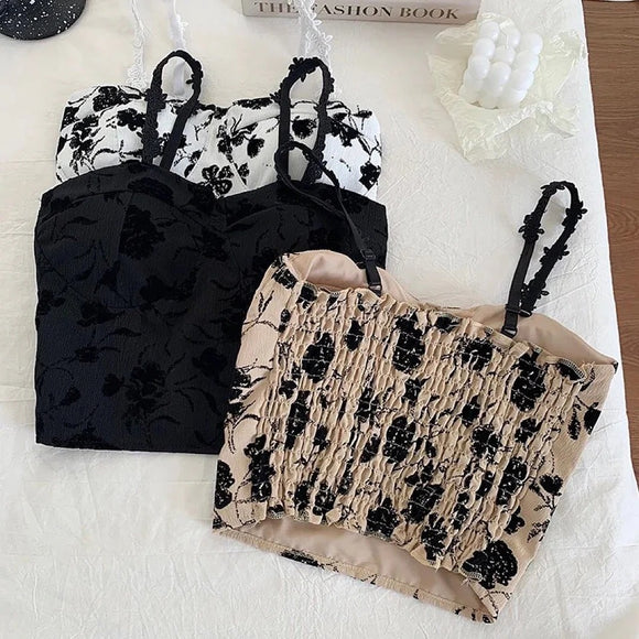 Saxy Floral Padded Crop Top