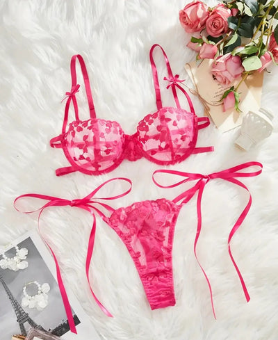Romantic Heart Lace Ribbon Tie Set