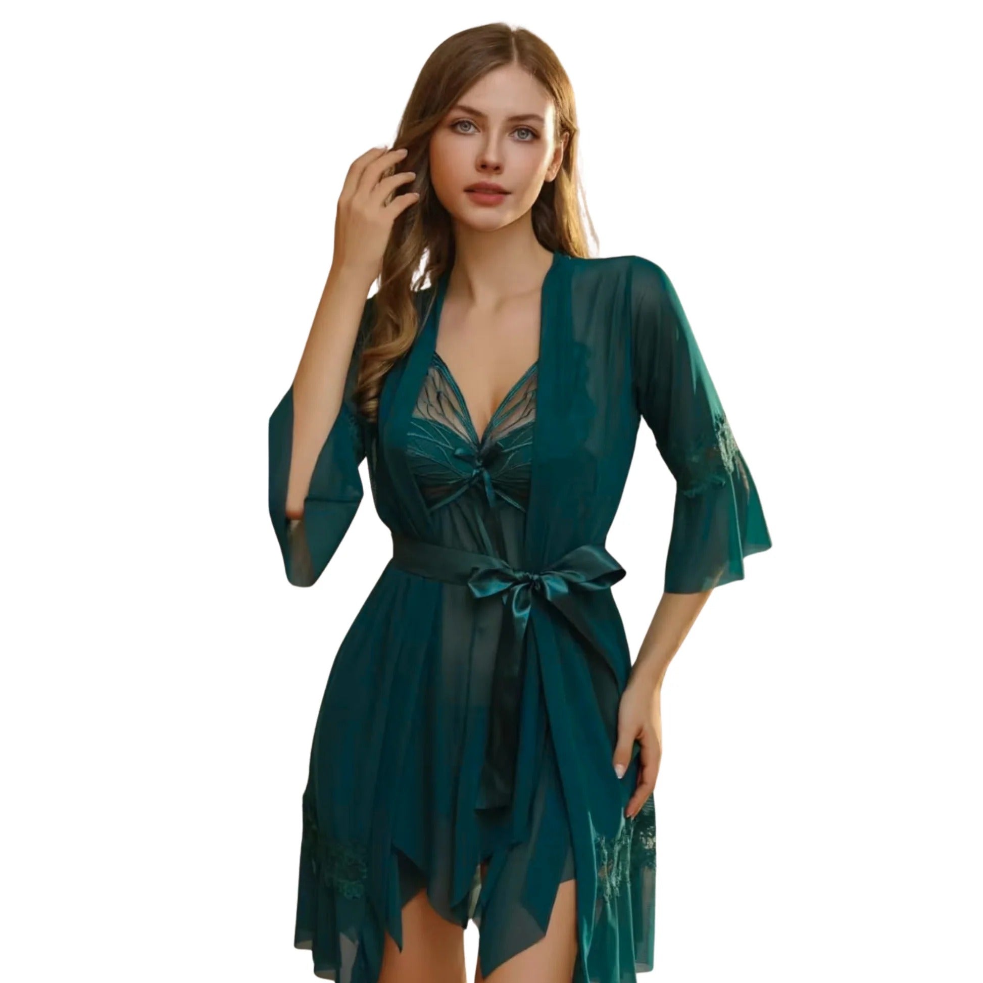 Ice Silk Sleepwear Women's Thin Three Piece Set