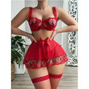 RoseBloom Embroidered Lace Babydoll Set-1