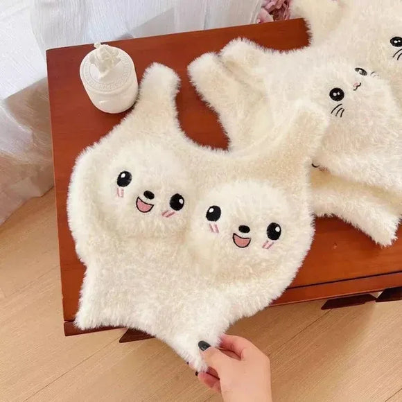 FLUFFY BUNNY FACE CROP TOP